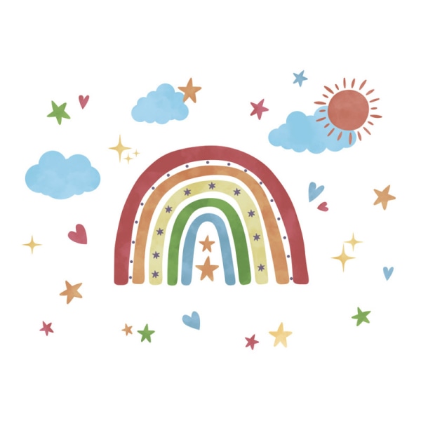 1 stk. Colorful Rainbow Wall Decal stjerner sol skyer Wall Sticker