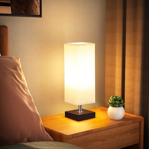 Lille bordlampe til soveværelse - Minimalistisk natbord i massivt træ