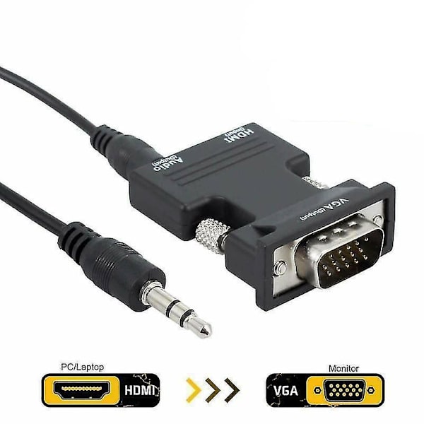 Hdmi-hunn til Vga-hann-adapterkonverter med lydkabel som støtter 1080p-utgang
