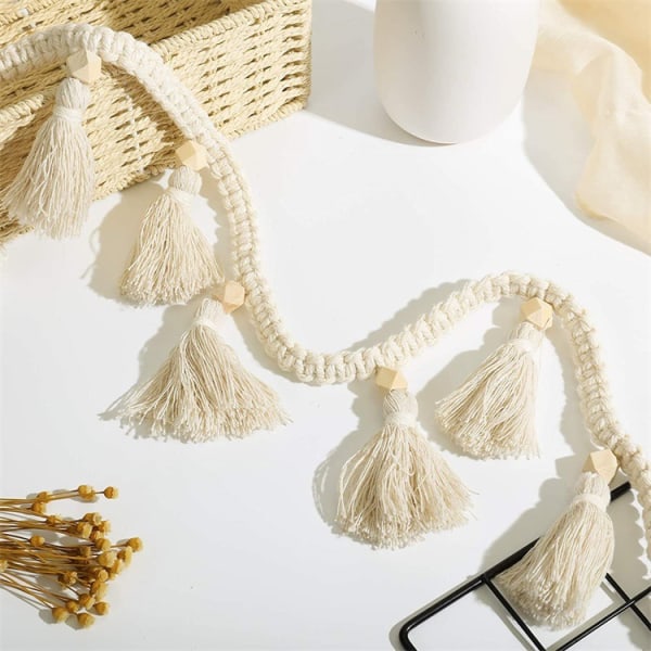 2-pack Macrame vävd tofs girlang mage korg dekorativ vägg