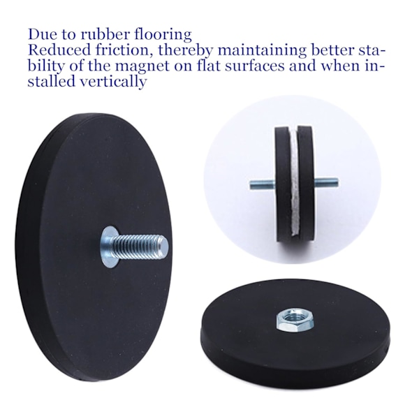 Pieces Kraftig Magnet Gummimagneter Ø 66 mm med M6 Innvendig Gjenget Holdbar Kraftige Magneter Gummimagneter Klebekraft 30 KG for Utendørs, Kamera