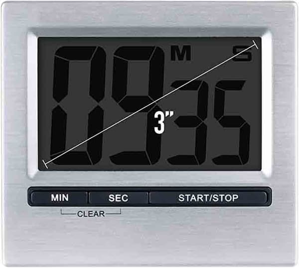 Børstet rustfrit stål digital køkken timer og stopur (rustfrit)
