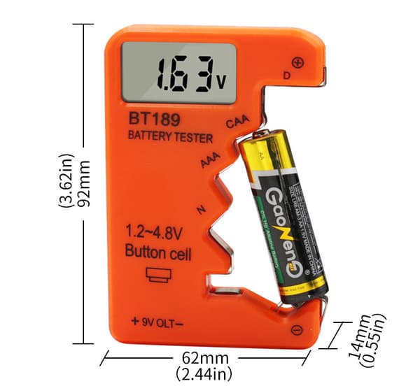 Batteritester Batterisjekker For AA//C/D-9V/1.5V Batterier