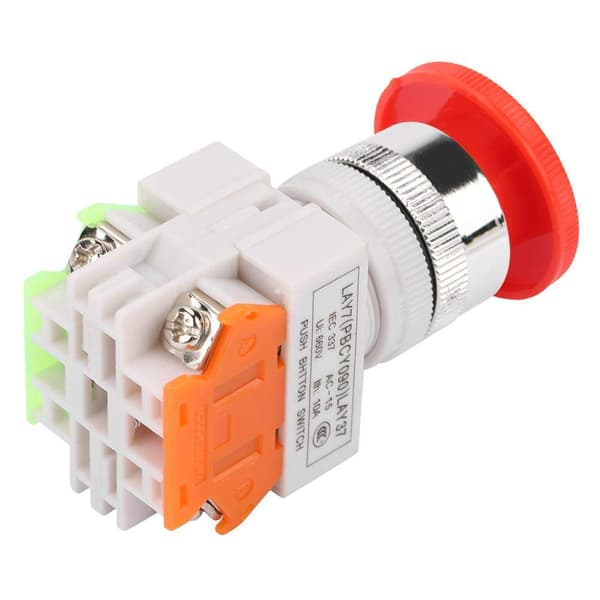 5A 220V 22mm Nødstopp-tryknapp NO/NC Rød sopphette