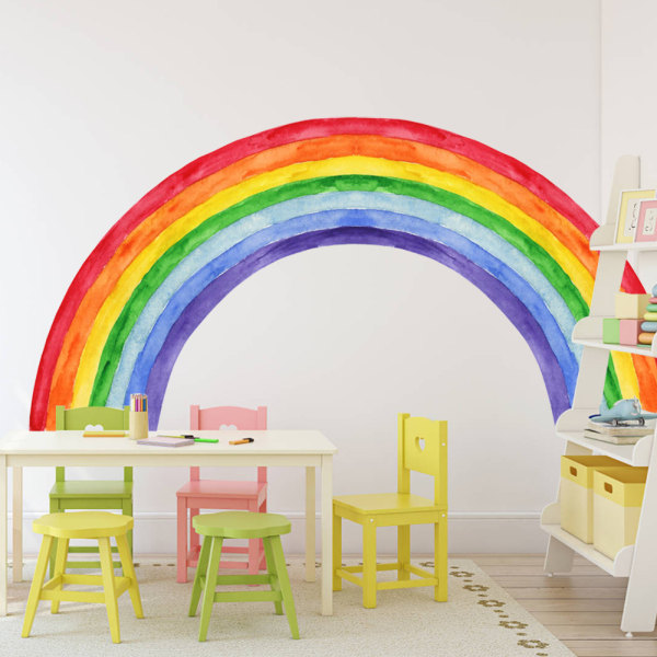 Akvarell regnbåge väggdekor för barnrum dekorationer