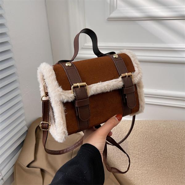 Vinter Kvinnor Crossbody/axelväska Nytt Lamm Plysch Sammet Väska Lad
