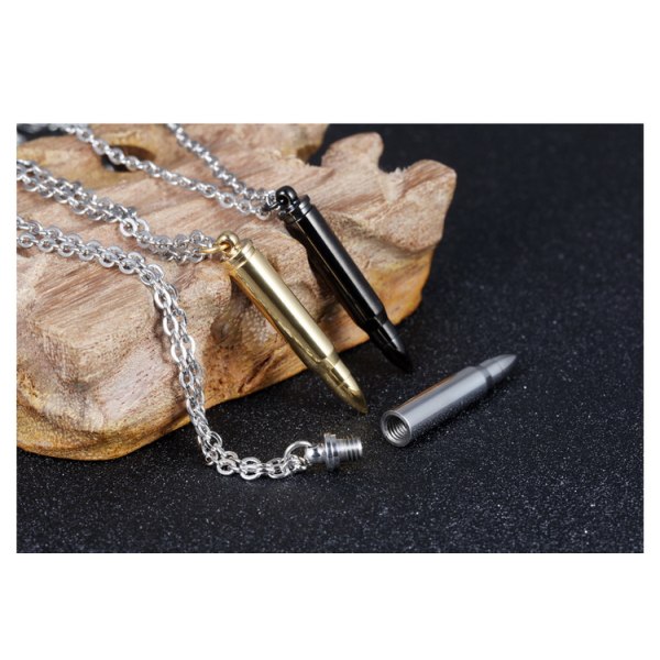 Generisk Bullet Necklace Titanium Steel Bullet Pendant Chain Punk