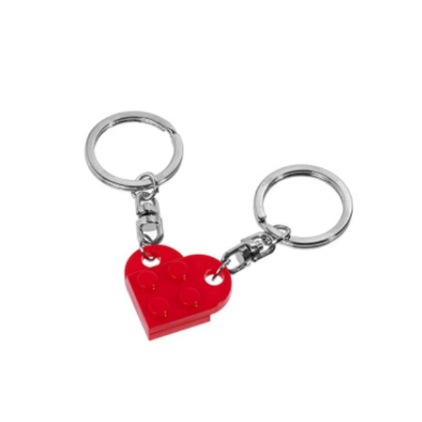 Komplet rødt hjerte sæt nøglering parret med sød jubilæumsgave