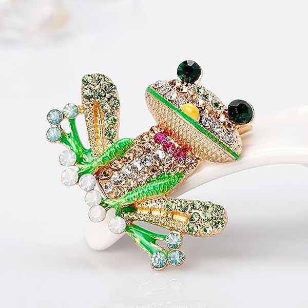 Frø Brosche Damer Herrer Emallje Rhinestones Farverige, Rhinestones