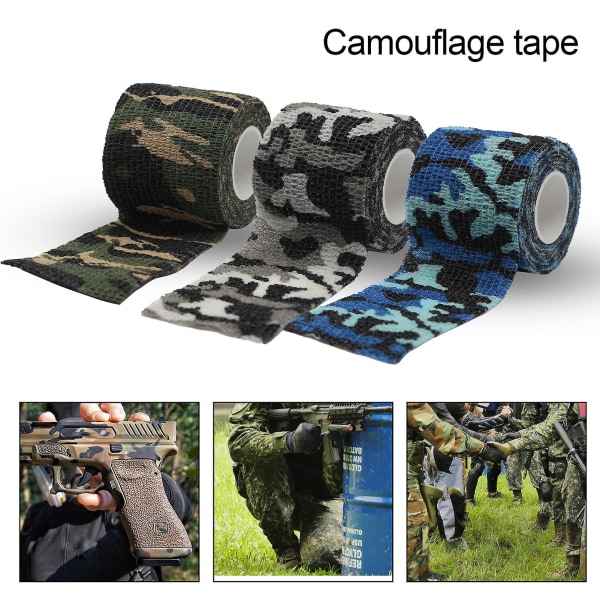 Reptålig 3 rullar kamouflagetejp brett applicerad militär kamouflage stretch bandage tejp för utomhus