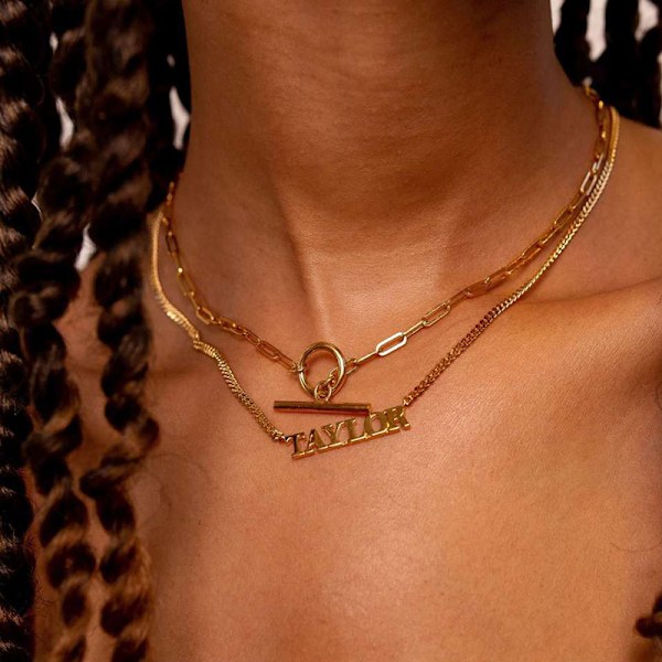 Papper Klipp Länk Växla Halsband Guld