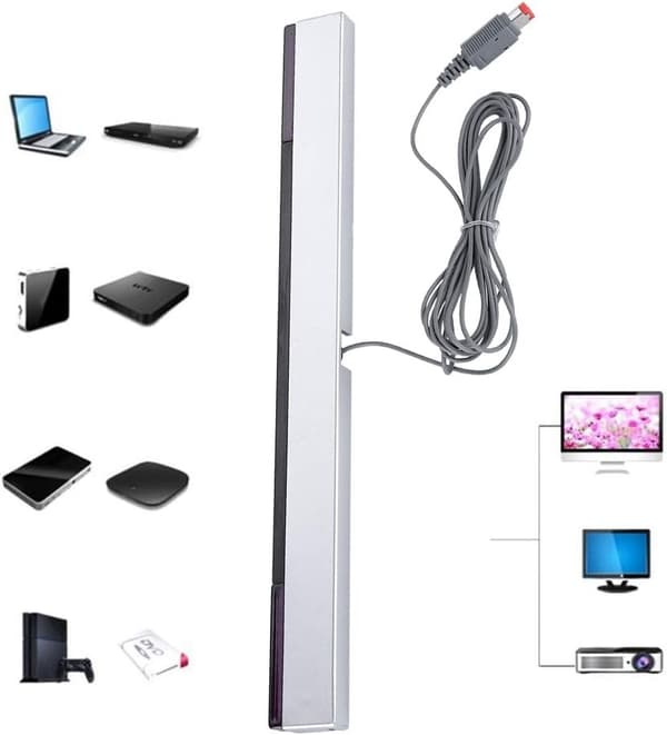 Kablet Infrarød Bevegelsessensor, Wii Konsoll Infrarød Sensor Bar for Wii-konsoller og Wii U-sensor