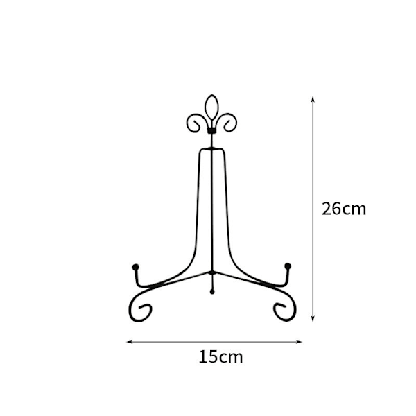 Sæt af 2 Store Jern 26cm Plade Foto Ramme Holder med Staffeli Stativ Display Holder Sort - Sort