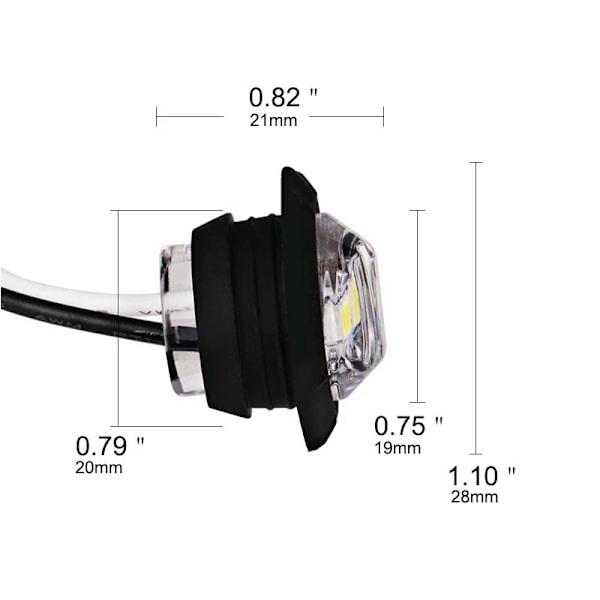 Sidomarkeringsljus för bil, 10 st 3/4\" runda positionsljus, 12V/24V sidomarkeringsljus