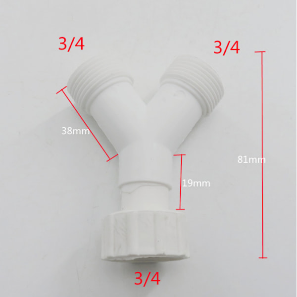 Dobbel Vannkobling / Dobbel Y-kobling 3/4\" - Universell Gaffelkobling - 2-veis Splitter for Tilførselsslange - Vaskemaskin og Oppvaskmaskin