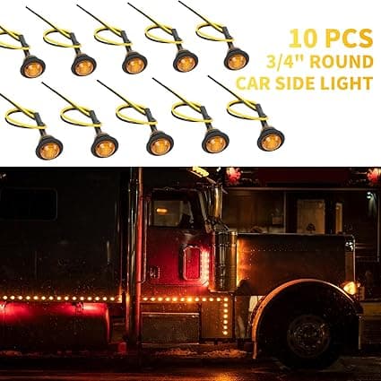 Side Markering Lys til Bil, 10stk 3/4\" Runde Positionslys, 12V/24V Side