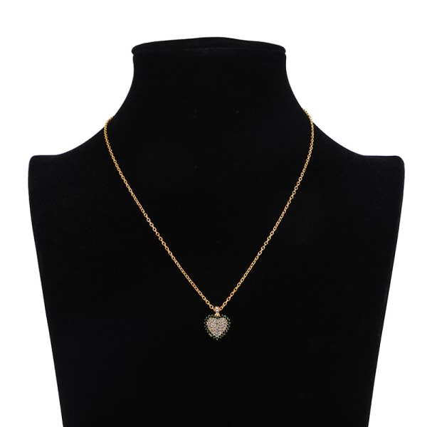 Smycken Retro enkel hjärtformad hel diamant hänge halsband för kvinnor Fashion