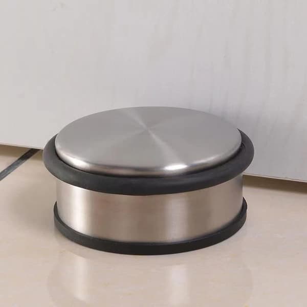 Dörrstopp - Robust halkfri dörrstopp med gummiskydd (10,1x4,4, silver)