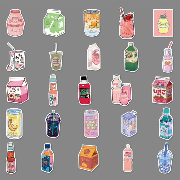 50 Pcs Boba Stickers Kawaii Bubble Tea Stickers, Waterproof Cute Stickers Aesthe