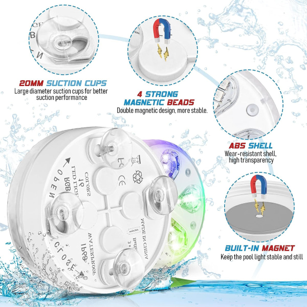 LED Pool Light Submersible Light, RGB Multicolor 16 LEDs, Externa