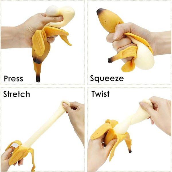 2 st banantoy, simulering banan Squishy leksaker, supermjuk stressavlastning fläckig skalad banan festgåvor för barn, 18*4cm gul