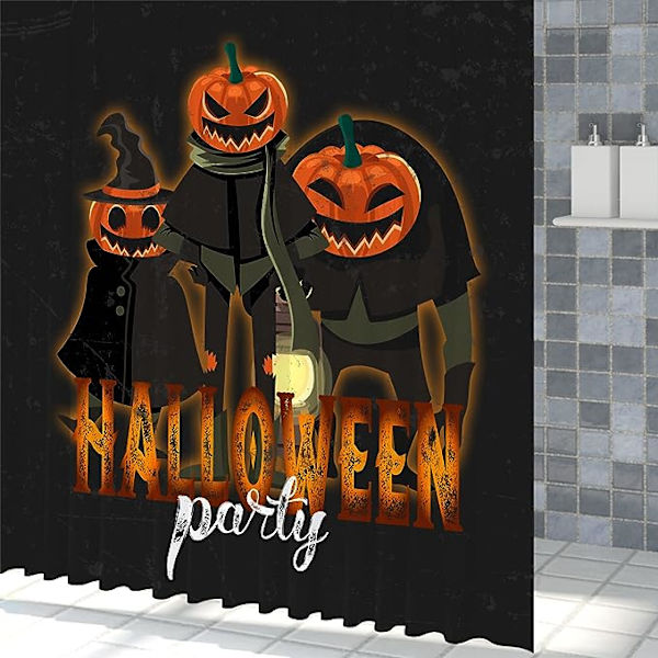 Græskar bruseforhæng Halloween fest badeværelse dekoration gardin