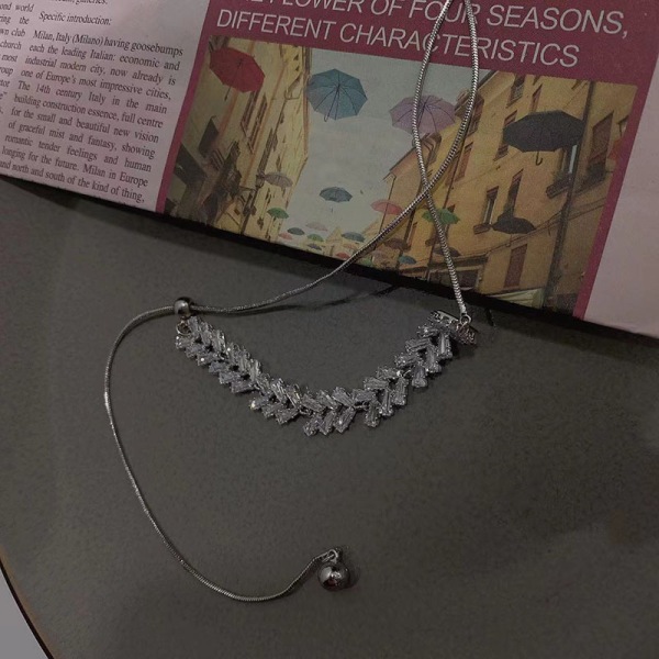Kristall zirkon justerbar längd halsband mode all-match nyckelben kedja nisch