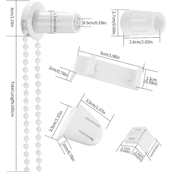 2 sarjaa rullaverhon kiinnitystä, rullaverhon kiinnitys, 17 mm:n vaihtopari