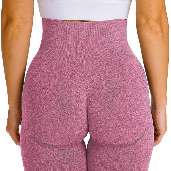 Kvinners høye midje yoga bukser stretch treningstights, S, rosa