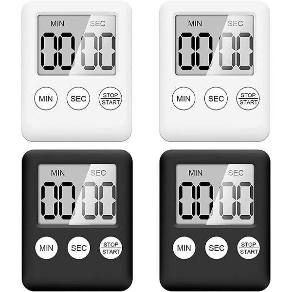 Stopur, digitalt minutur med høj alarm, 3 i 1 installationsmetode mini køkkentimer