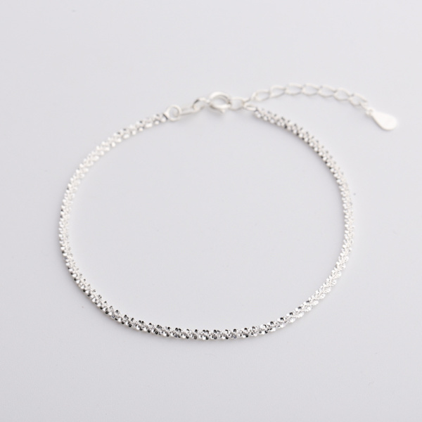 925 Silver Gypsophila Flash Chain Armband Bangle Kvinnor Justerbar