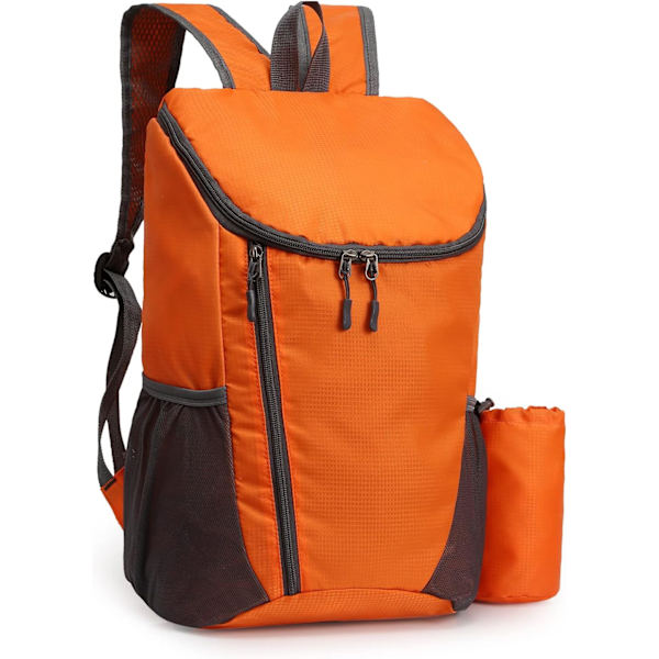 Vandringsryggsäck, Vattentät och Slitstark Lätt Ryggsäck Packbar, Utomhus Resa Camping Dagryggsäck Fällbar-Orange，42*28*20cm
