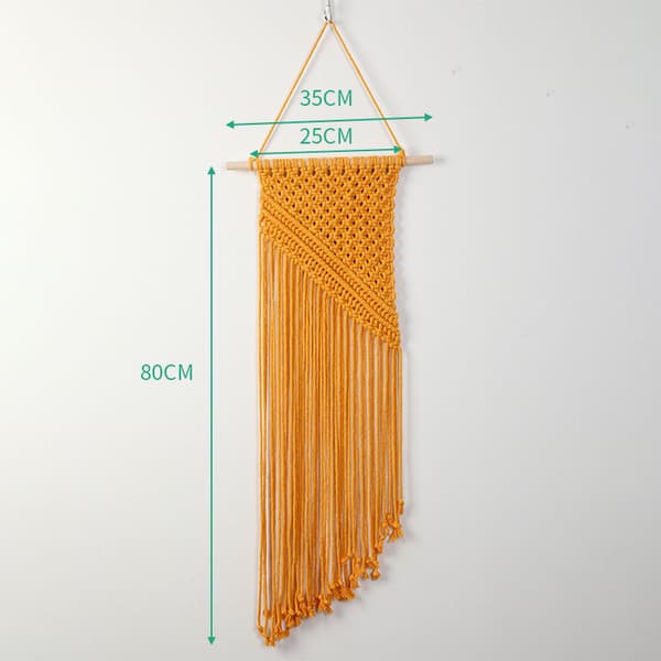 Set av 2 handvävda fransväggbonader - Bomulls väggdekor, (Beige,Orange)