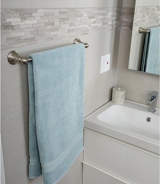 Moderne håndklædeholder til badeværelset, satin nikkel,