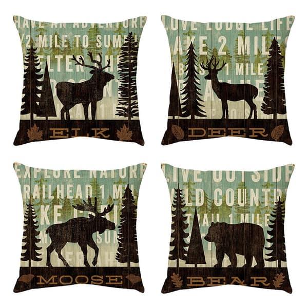 Set med 4 putetrekk 45 x 45 cm Polyester og lin dekorative