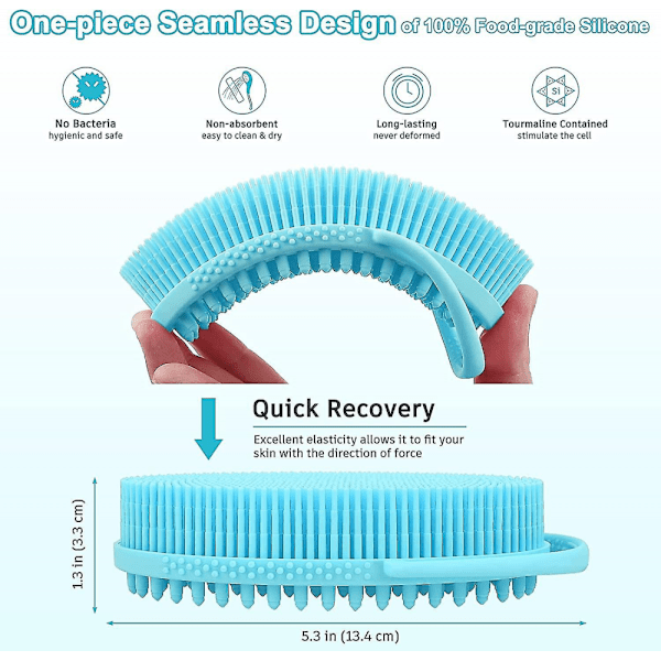To-sidig Silikon Kropps-Børste Med Løkke, Bad- og Dusjbørste For Eksfoliering Og Massasje