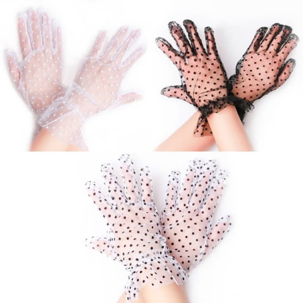 3 par spets handskar prickig mesh handskar elegant tebjudning spets