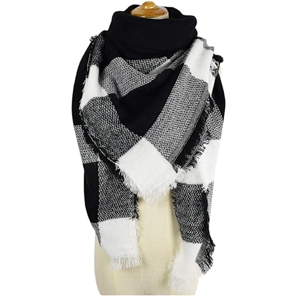 Dam Scarf Cashmere Imitation Varm Höst Vinter Stor Rutig Tyg Fransar Scarf