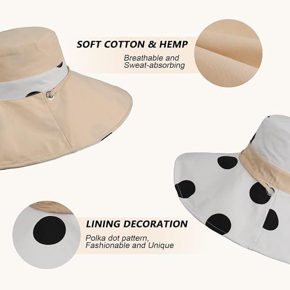 Dame Solhat, Solhat til kvinder Polka Dot, Stor sammenklappelig fiskehat