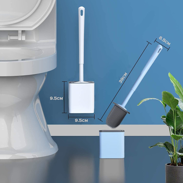Silikone Toiletbørste Dybderengøringsbørste med Langt Skridsikkert Håndtag