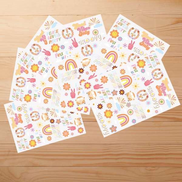 12 ark Hippie midlertidige tatoveringer Trendy Hippie blomst tatovering klistermærke ansigtstatovering