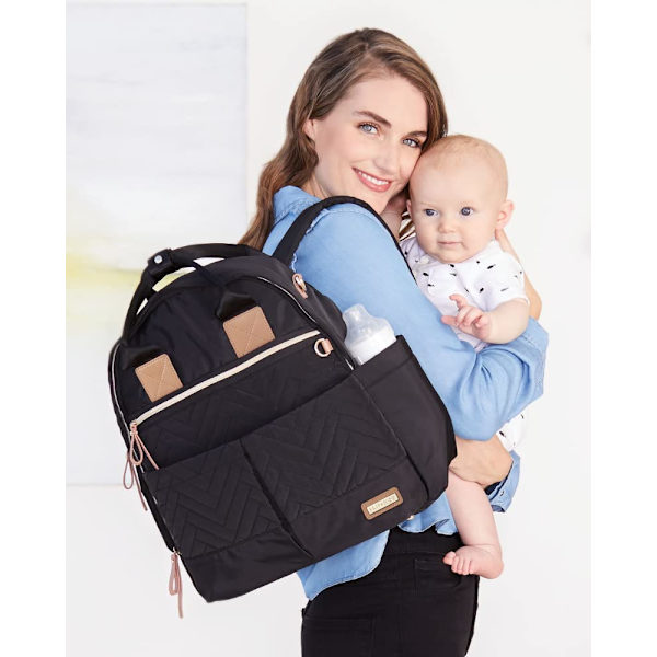 Bleieveske Ryggsekk: Suite 6-i-1 Bleieveske Sett, Multifunksjonell Baby Reiseveske med Stellematte, Barnevognstropper, Flaskepose og Smokklomme