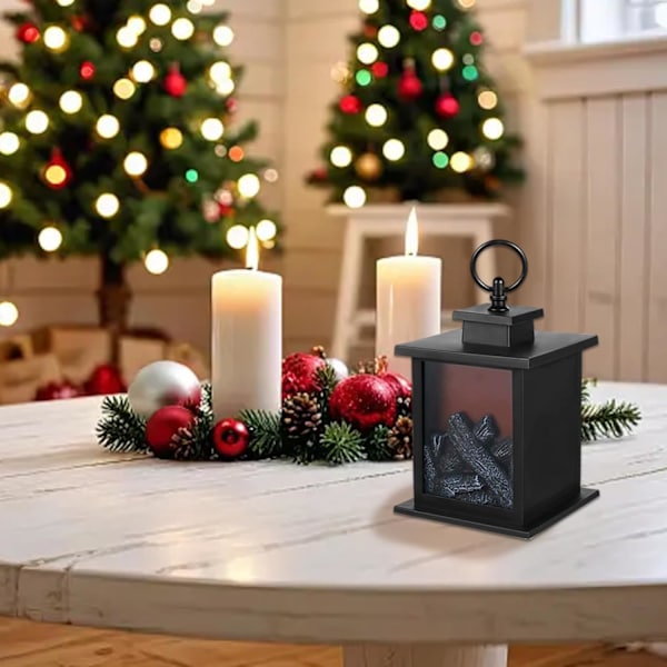 Liten elektrisk eldstad med realistisk flameffekt, (batteri ingår ej)