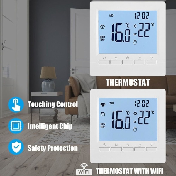 Termostat, Programmerbar Smart Digital Temperaturregulator, med Stor