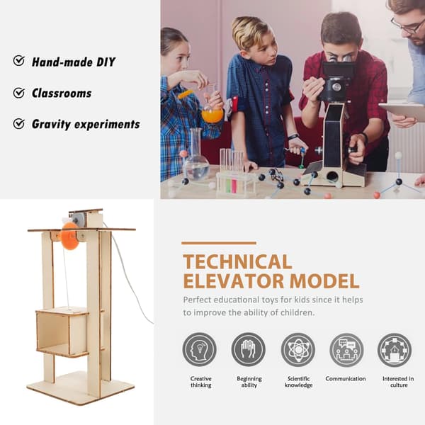 Træ Elevator Børn Elevator Legetøj: DIY Elevator Sæt Lifte Elevato