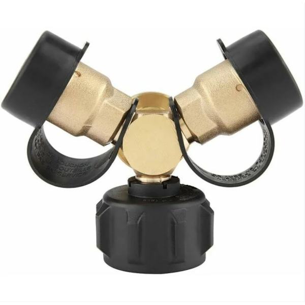 Propangasadapter, Messing Y-fitting Tee-adapter med måler
