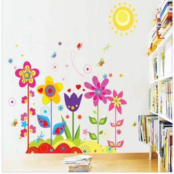 Colourful Flowers sun butterflies Wall Sticker decal decor Art ki