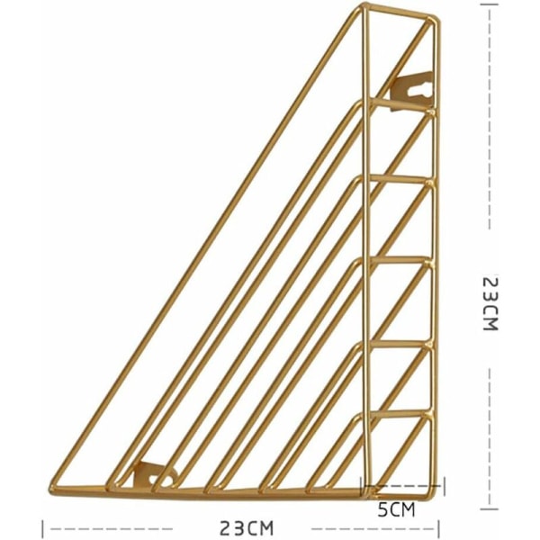 Väggmonterad tidningsställ Triangulär väggmonterad bokhylla Väggmonterad tidningsställ Tidningsställ Tidningsställ Brevförvaringsklämma (22,5 x 22,5 x 5 cm, guld)