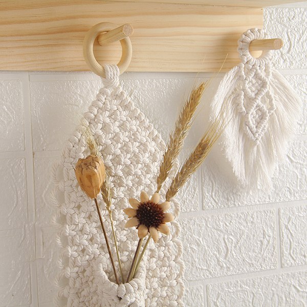 Makramee-ovenkahvan keinu köysi seinävaate koristeellinen värillinen boho-kodin sisustukseen juhlatarvikkeet boho-sisustus vauvakutsuille 17 cm