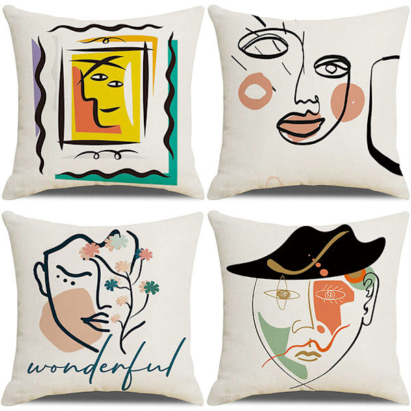 Set med 4 putetrekk - 45x45cm - Moderne abstrakte mønstre